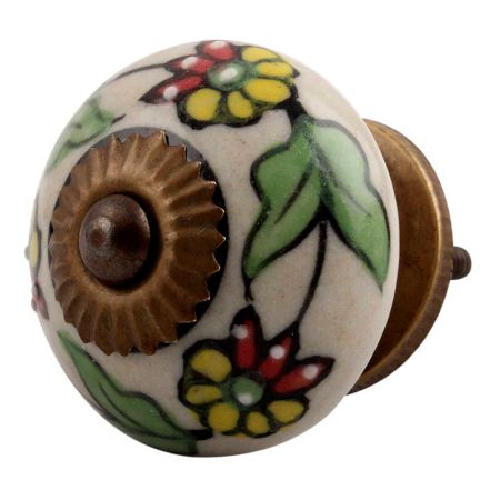 Pea Green Leaf Flower Ceramic Cabinet Knob Online